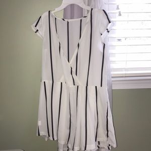 Black and white striped romper